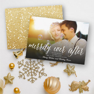Cartes Pour Fêtes Annuelles Merrily Jamais après Script Mariage photo de Noël