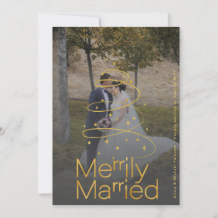 Cartes Pour Fêtes Annuelles Merrily marié nouveau marié premier Noël