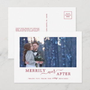 Cartes Pour Fêtes Annuelles Merrily Rouge Minimale Jamais Après Le Merci Nouve