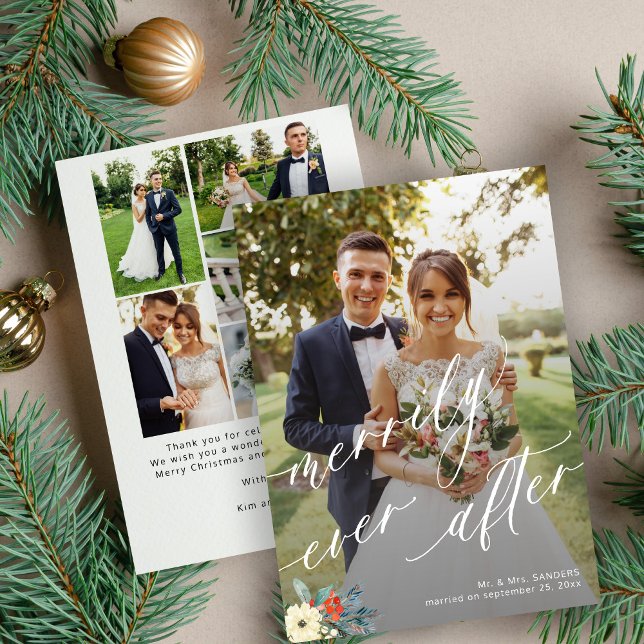 Cartes Pour Fêtes Annuelles Merrily toujours après le mariage merci multi phot (Créateur téléchargé)