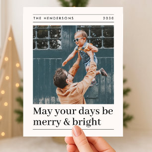 Cartes Pour Fêtes Annuelles Merry and Bright   Olive Green Christmas Photo 