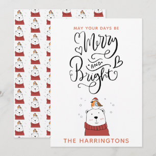 Cartes Pour Fêtes Annuelles Merry And Bright Ourson Polaire Mignon Noël Vacanc