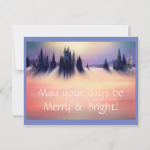 Cartes Pour Fêtes Annuelles Merry and Bright Snowy Winter Landscape Art