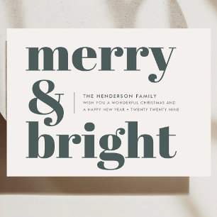 Cartes Pour Fêtes Annuelles Merry and Bright   Stylish Forest Green