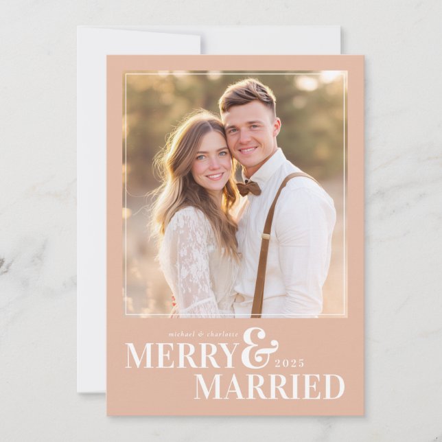 Cartes Pour Fêtes Annuelles Merry and Married Christmas Photo Card (Devant)