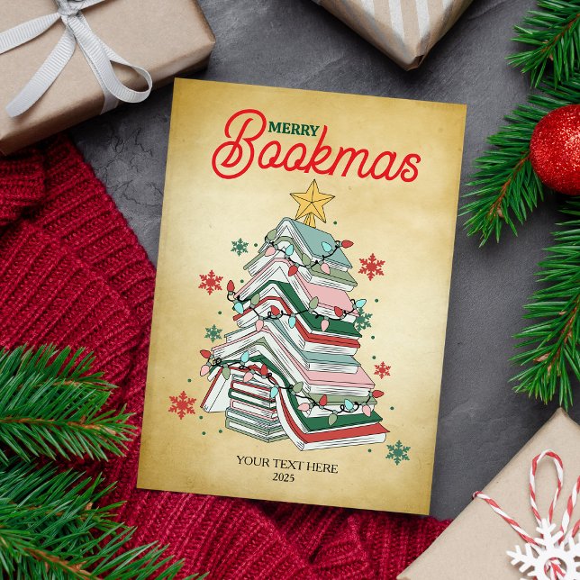 Cartes Pour Fêtes Annuelles Merry Bookmas Christmas Book Lovers Gift Bookish (Créateur téléchargé)