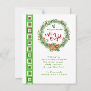 Cartes Pour Fêtes Annuelles Merry & Bright Christmas Wreath