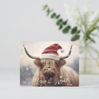 Merry & Bright Cow in the Santa Hat Christmas