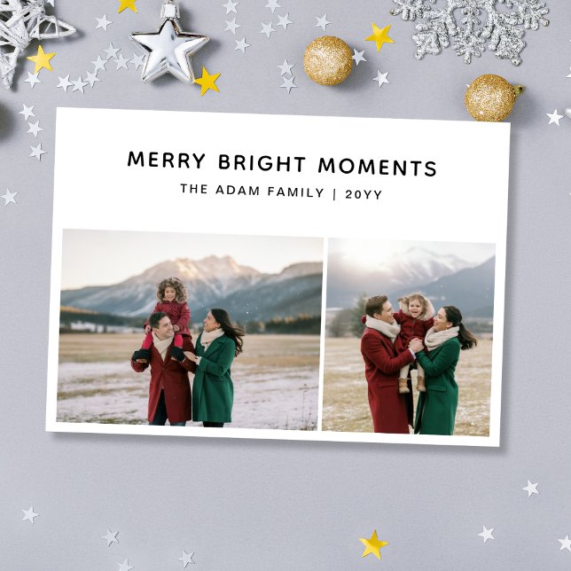 Cartes Pour Fêtes Annuelles Merry Bright Moments Modern 2 Photo (Créateur téléchargé)