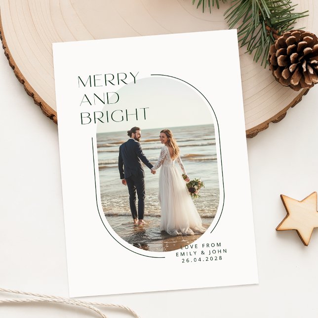 Cartes Pour Fêtes Annuelles Merry & Bright Newlywed Romantic Photo Christmas (Créateur téléchargé)