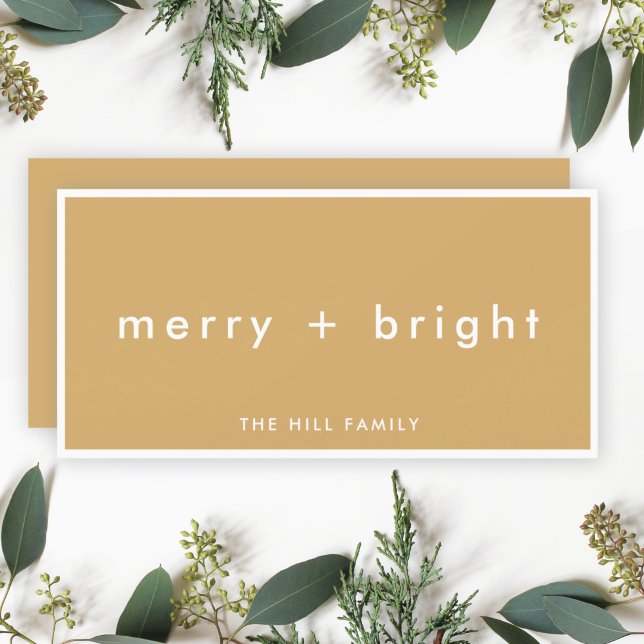 Cartes Pour Fêtes Annuelles Merry + Bright | Ocher Mustard Gold Christmas (Créateur téléchargé)