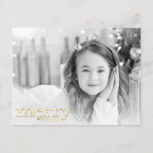 Cartes Pour Fêtes Annuelles Merry & Bright Or Blanc Photo de Fêtes