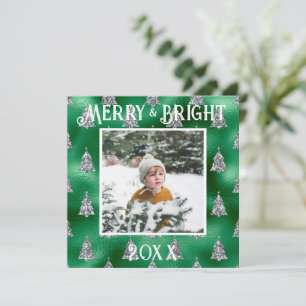 Cartes Pour Fêtes Annuelles Merry & Bright Photo Pailleté Métallisé