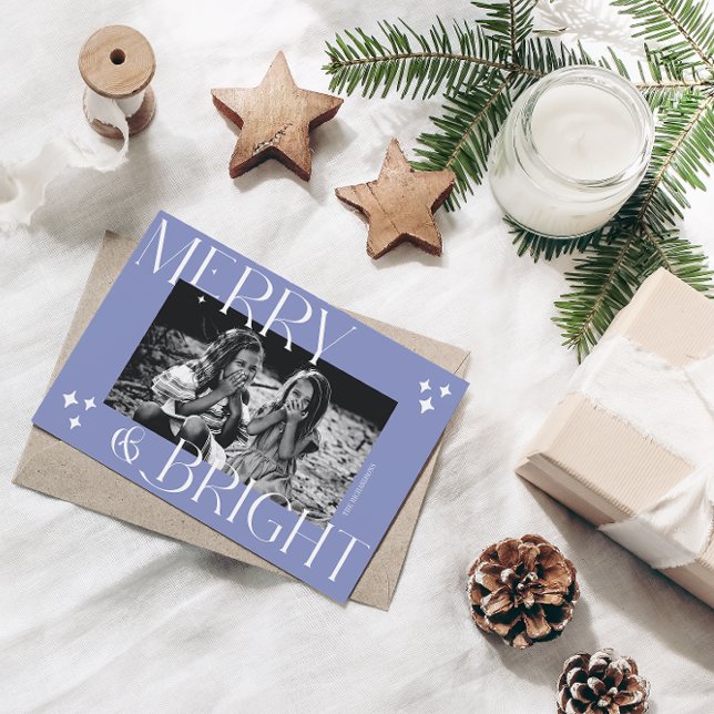 Cartes Pour Fêtes Annuelles Merry & Bright simple & élégant Photo de Noël (Créateur téléchargé)
