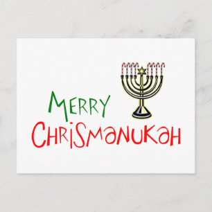 Cartes Pour Fêtes Annuelles Merry Chrismanukah - Noël Chanukah Menorah