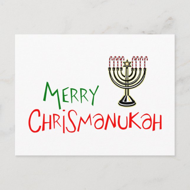 Cartes Pour Fêtes Annuelles Merry Chrismanukah - Noël Chanukah Menorah (Devant)