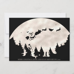 Cartes Pour Fêtes Annuelles Merry Christmas Black White Santa Sleigh Reindeer