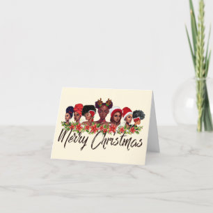 Cartes Pour Fêtes Annuelles Merry Christmas Black Women Winter