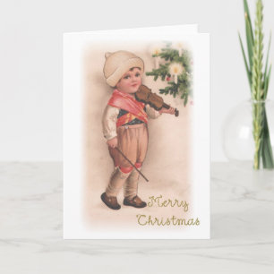 Cartes Pour Fêtes Annuelles Merry Christmas Boy with Violin