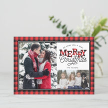 MERRY Christmas Buffalo Plaid Border 2-Photo