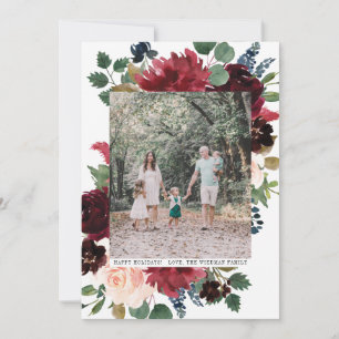 Cartes Pour Fêtes Annuelles Merry Christmas Burgundy Floral