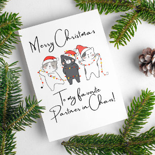 Cartes Pour Fêtes Annuelles Merry Christmas Cats Drôle Citations Pour Les Amis