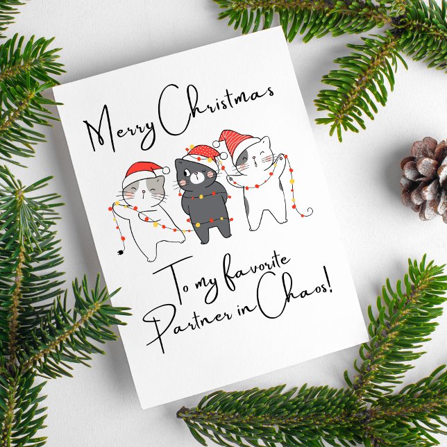 Cartes Pour Fêtes Annuelles Merry Christmas Cats Drôle Citations Pour Les Amis (Merry Christmas Cats Funny Quotes For Friends Holiday Postcard)