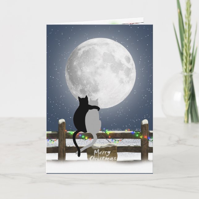 Cartes Pour Fêtes Annuelles Merry Christmas Cats on a Winter Fence  (Devant)