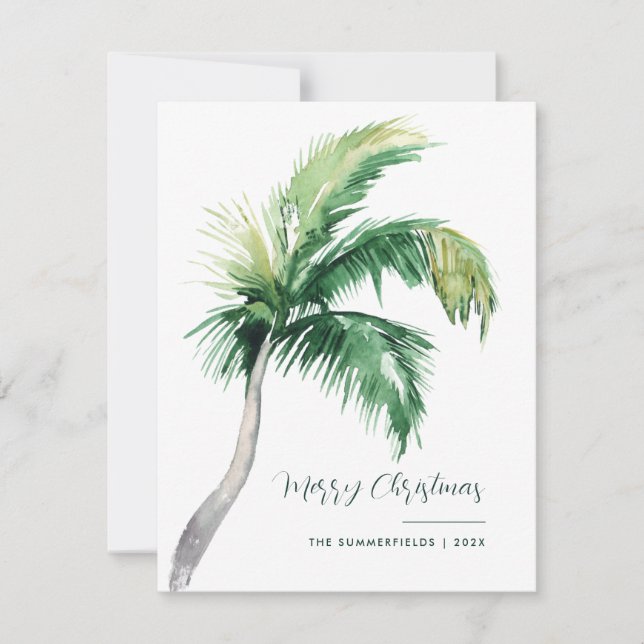 Cartes Pour Fêtes Annuelles Merry Christmas Coastal Palm Tree Modern (Devant)