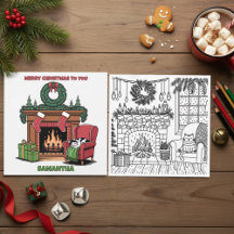 Merry Christmas Color Me Fireplace & Stockings