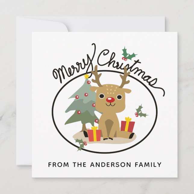 Cartes Pour Fêtes Annuelles Merry Christmas Cute Reindeer Personalized (Devant)