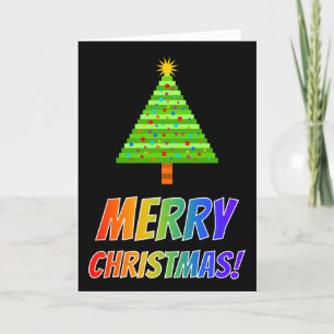 Cartes Pour Fêtes Annuelles "MERRY CHRISTMAS !" dans Rainbow Text, Arbre décor