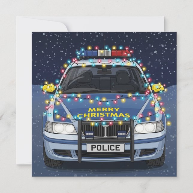 Cartes Pour Fêtes Annuelles Merry Christmas Decorated Police Car  (Devant)
