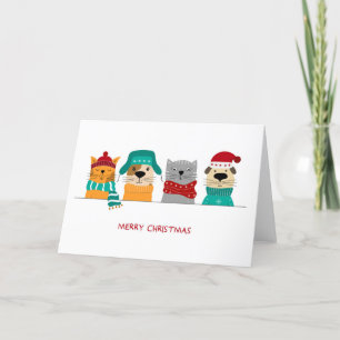 Cartes Pour Fêtes Annuelles Merry Christmas Dogs and Cats
