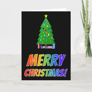 Cartes Pour Fêtes Annuelles "MERRY CHRISTMAS !" en Arc-en-ciel + Arbre, Cadeau