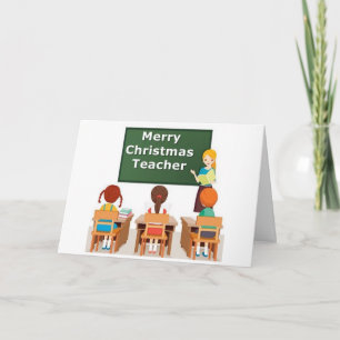 Cartes Pour Fêtes Annuelles "MERRY CHRISTMAS EST SOUHAITÉ" à l'ENSEIGNANTE Hol