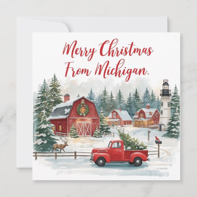 Cartes Pour Fêtes Annuelles Merry Christmas from Michigan – Cozy Winter  (Devant)