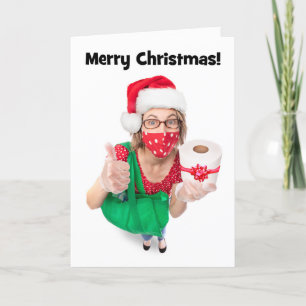 Cartes Pour Fêtes Annuelles Merry Christmas Funny Woman With Toilet