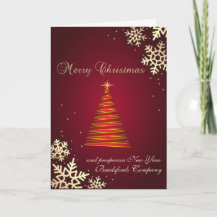 Cartes Pour Fêtes Annuelles Merry Christmas, Gold Snowflakes, Red Christmas Tr