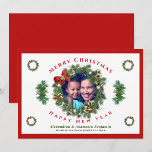 Cartes Pour Fêtes Annuelles Merry Christmas Happy New Year Family Photo Custom