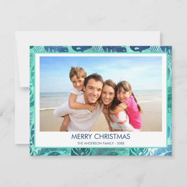 CARTES POUR FÊTES ANNUELLES MERRY CHRISTMAS HAWAIIAN TROPICAL BEACH PHOTO (Devant)
