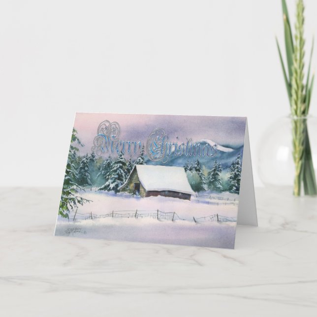 Cartes Pour Fêtes Annuelles MERRY CHRISTMAS HIVER BARN par SHARON SHARPE (Devant)