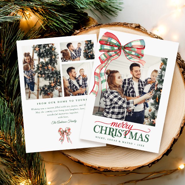 Cartes Pour Fêtes Annuelles Merry Christmas Holiday Photo Red Green Card (Créateur téléchargé)