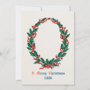 Cartes Pour Fêtes Annuelles Merry Christmas Holly Wreath (1906)
