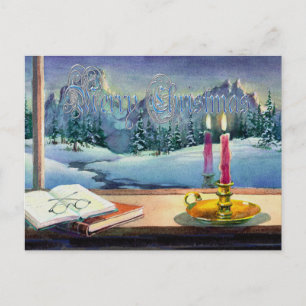 Cartes Pour Fêtes Annuelles MERRY CHRISTMAS LIVRES & CANDLE par SHARON SHARPE