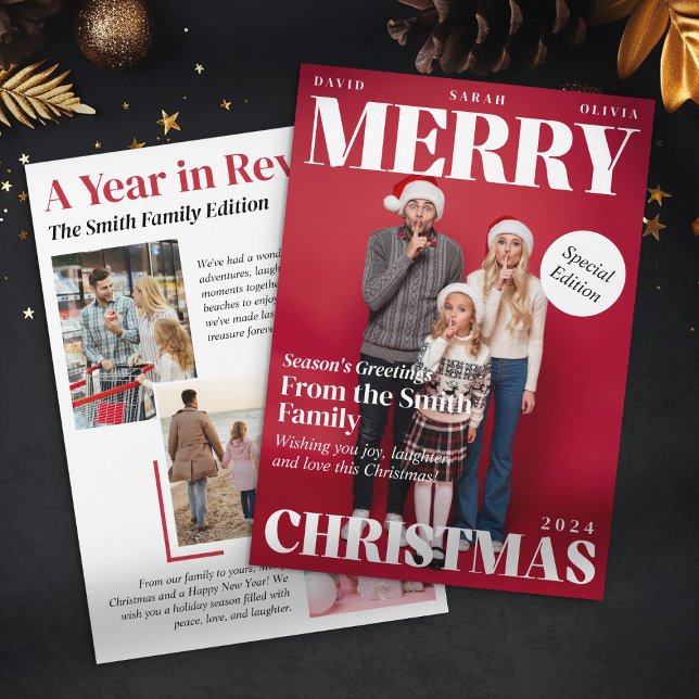 Cartes Pour Fêtes Annuelles Merry Christmas Magazine Couverture d'une année de (Créateur téléchargé)