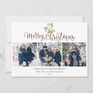 Cartes Pour Fêtes Annuelles Merry Christmas Mistletoe Modern 4 Photo
