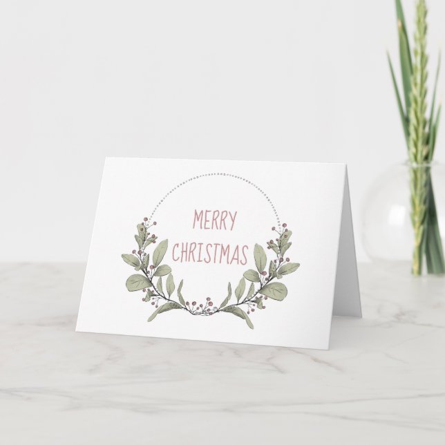 Cartes Pour Fêtes Annuelles Merry Christmas Mistletoe Wreath (Devant)