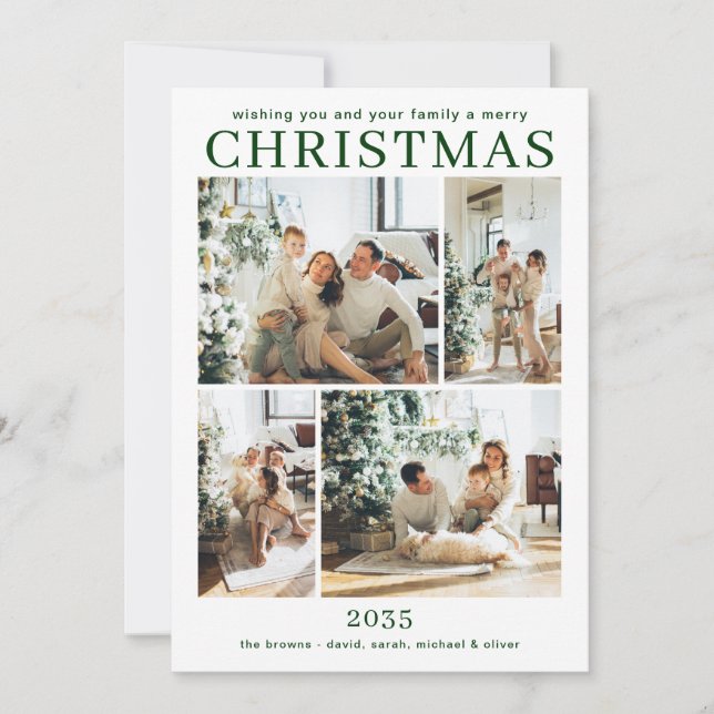 Cartes Pour Fêtes Annuelles Merry Christmas Multi Photo Holiday Card (Devant)
