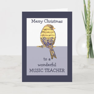 Cartes Pour Fêtes Annuelles Merry Christmas Music Teacher Music Note Bird